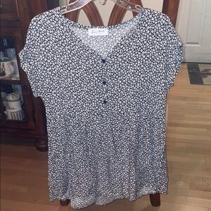 Chic Black and White Floral Blouse